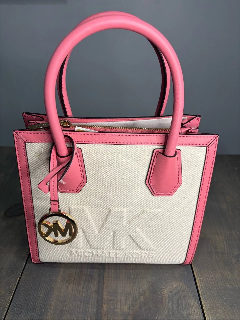 Michael Kors Pink & Cream Mini Satchel
